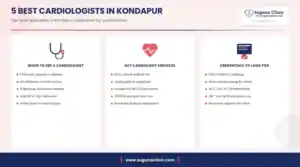 Infographic: 5 best cardiologists in Kondapur, Hyderabad - when to see a cardiologist, key services and credentials to look for