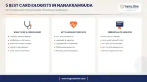 Infographic: 5 best cardiologists in Nanakramguda, Hyderabad - when to see a cardiologist, key cardiology services and credentials to look for