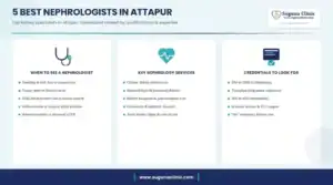 Infographic: 5 best nephrologists in Attapur, Hyderabad - when to see a nephrologist, key services and credentials to look for