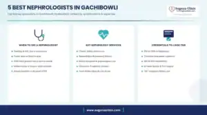 Infographic: 5 best nephrologists in Gachibowli, Hyderabad - when to see a nephrologist, key services and credentials to look for