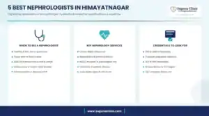 Infographic: 5 best nephrologists in Himayatnagar, Hyderabad - when to see a nephrologist, key services and credentials to look for