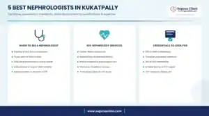 Infographic: 5 best nephrologists in Kukatpally, Hyderabad - when to see a nephrologist, key services and credentials to look for
