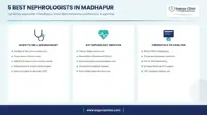 Infographic: 5 best nephrologists in Madhapur, Hyderabad - when to see a nephrologist, key services and credentials to look for