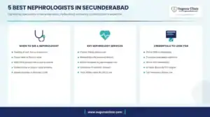 Infographic: 5 best nephrologists in Secunderabad, Hyderabad - when to see a nephrologist, key services and credentials to look for