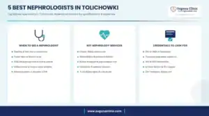 Infographic: 5 best nephrologists in Tolichowki, Hyderabad - when to see a nephrologist, key services and credentials to look for